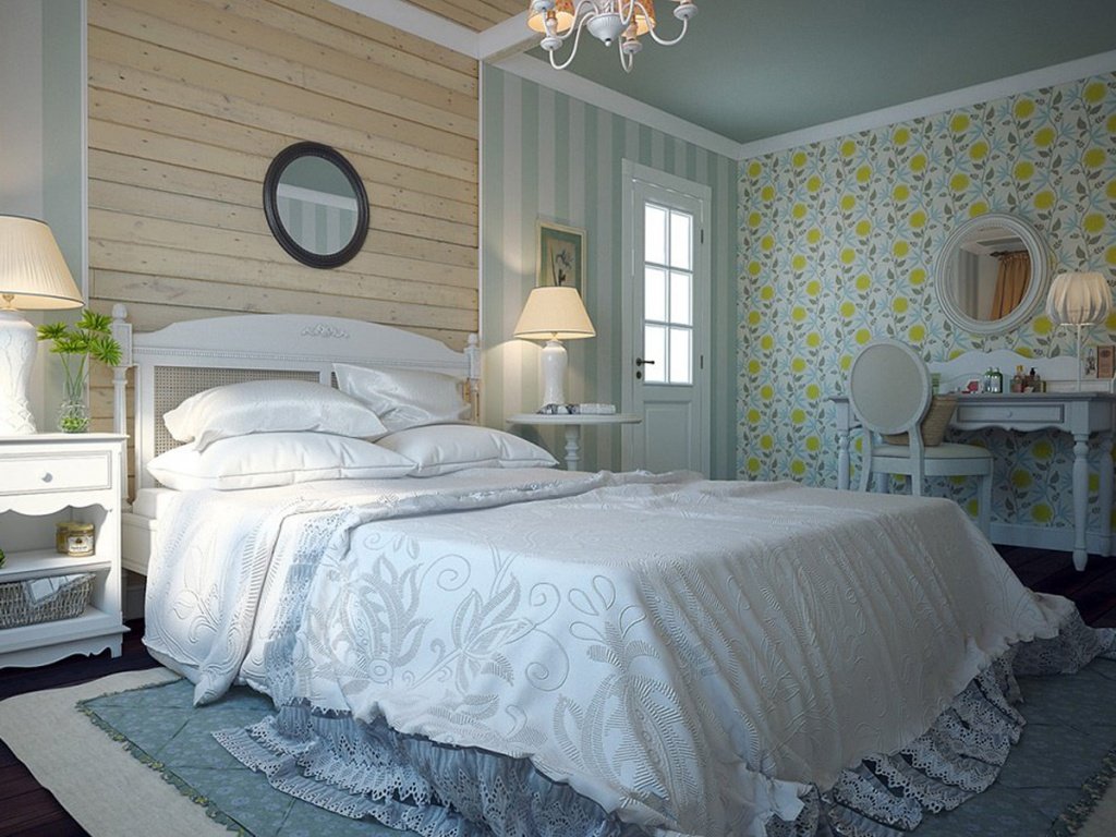 Спальни в стиле прованс в доме фото