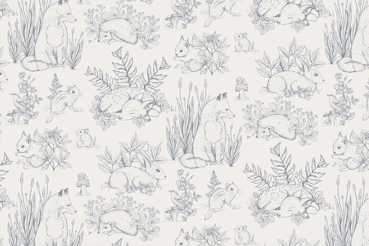 Печать обоев: ЛЕСНЫЕ СТРАНИЦЫ СИНИЙ