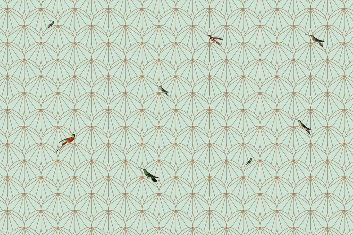 Печать обоев: Артдеко птицы