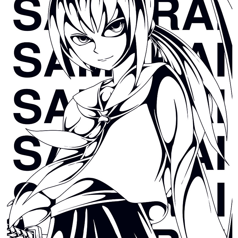 Печать обоев: Аниме самурай черный