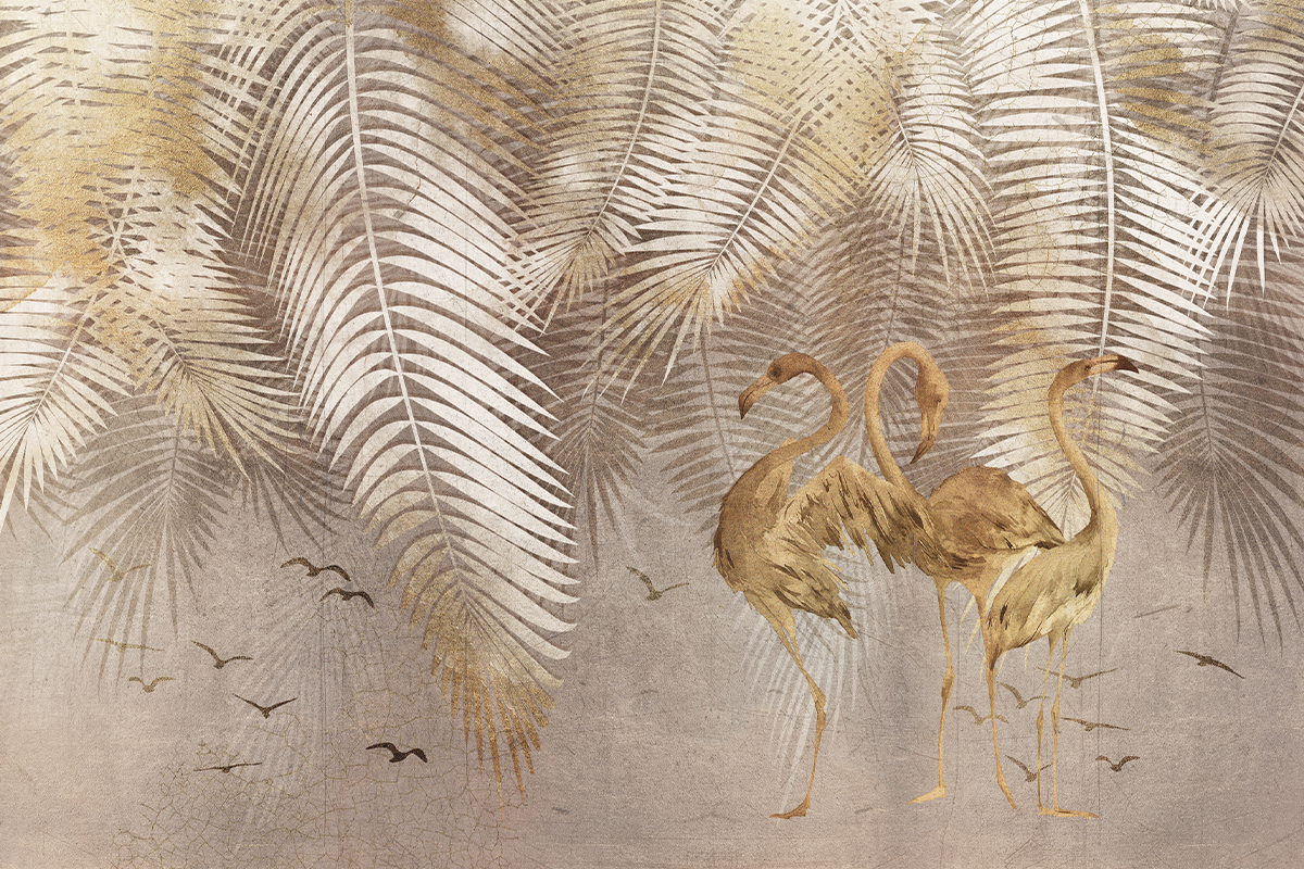 Печать обоев: LEAF FLAMINGO