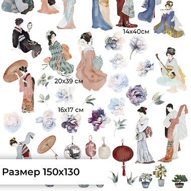 Наклейки японские гейши – фото 1