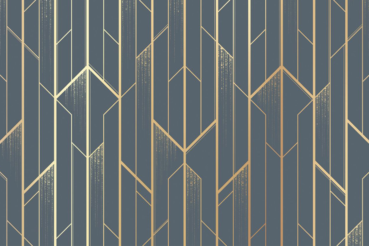 Печать обоев: Золотая геометрия зеленая