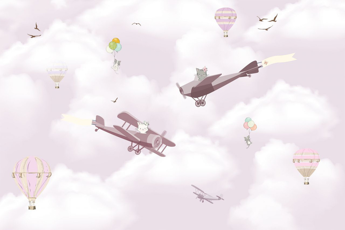 Печать обоев: Kitty plane