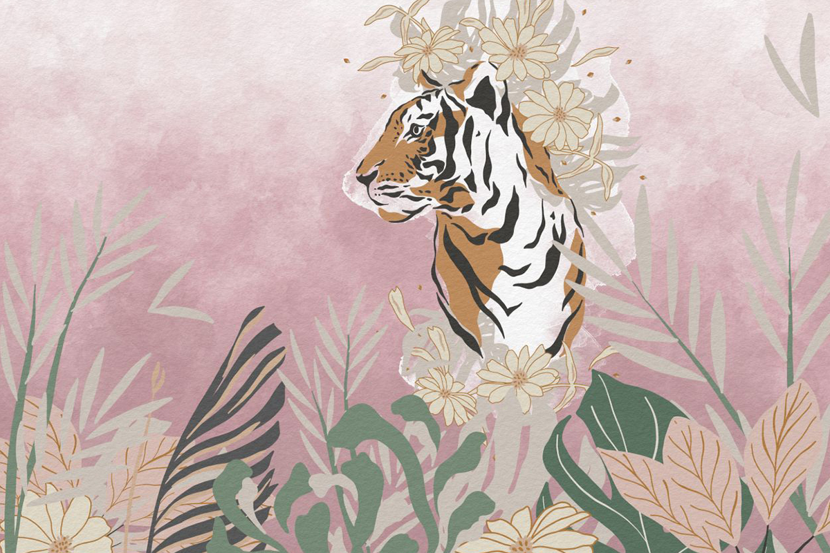 Печать обоев: GRAPHIC CATS AND TROPICS 2