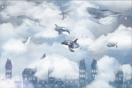 WHALE SPACE TOWN BLUE – образец 2