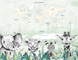 Карта с животными зеленая – образец 2