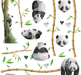 Наклейки с пандами – образец 1