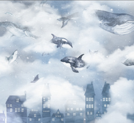 WHALE SPACE TOWN BLUE – образец 1
