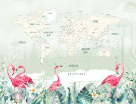 Карта с фламинго зеленая – образец 2