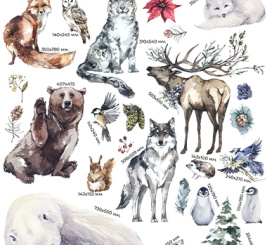 Наклейки зимний лес – образец 1