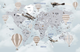 Карта мира серо-голубая – образец 2